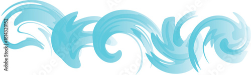 Abstract flowing aqua blue wave texture vector banner for liquid backgrounds, water concepts, or natural designs. Dynamic brush stroke border element representing energy, freshness, ocean, and movemen