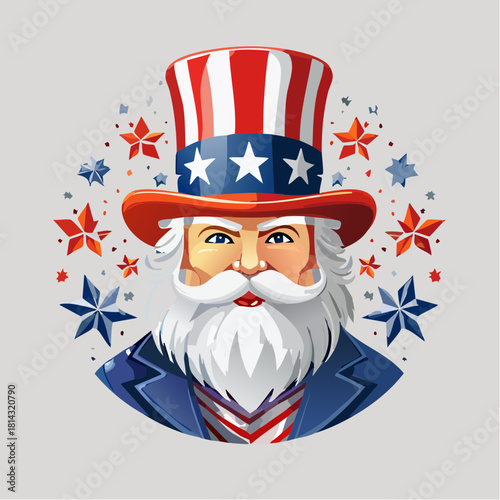 Festive Uncle Sam Portrait - Patriotic Santa Claus