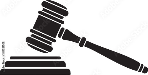 Black silhouette of a gavel and sound block