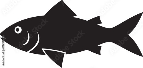 Black silhouette icon of a fish isolated on