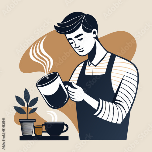 man drinking tea
