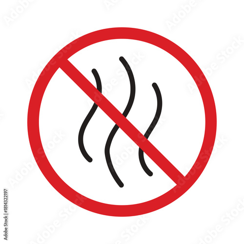 Prohibition sign indicating no smell or odor, clean and fresh concept editable stroke outline icon isolated on white background flat vector illustration. Pixel perfect. 64 x 64.