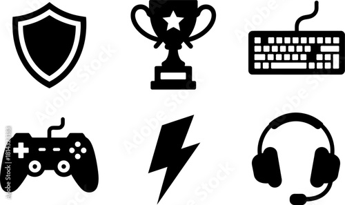 Achievement Trophy and Interface Symbols Vector Icon Set