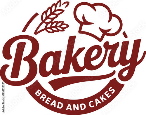 Bakery Logo with Bread and Cake Illustration Vector