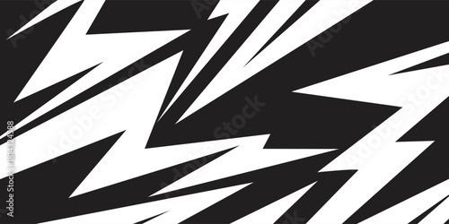 Abstract black and white background with spikes and zigzag line pattern