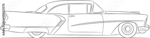 Classic car line art illustration of vintage vehicle on a white background