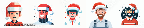 A Man Christmas Hat Vector Illustration