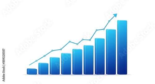 Blue bar graph with line chart showing growth and positive trends Free Download Blue bar graph with line chart showing growth and positive trends - GFXLoad