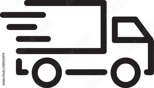 Fast delivery truck icon for logistics solutions, express shipping and transportation services, symbolizing efficiency and speed for moving goods and freight