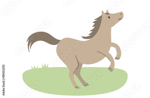 立ち上がって見上げる馬のイラスト