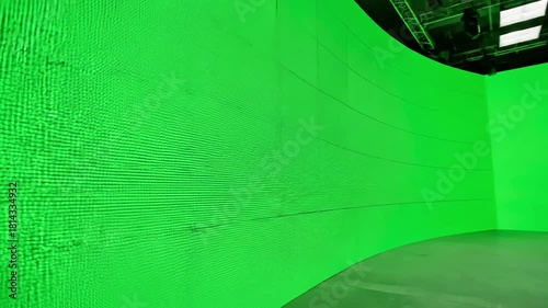 Abstract Green Canvas with screen led wall distortion, overlay, glitch, static noise, scan lines on black background, 4k animated video loop