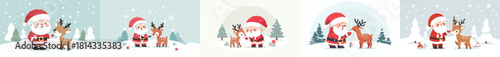 vector santa claus feeding reindeer