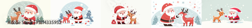 vector santa claus feeding reindeer