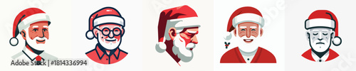A Elderly Man Christmas Hat Vector Illustration