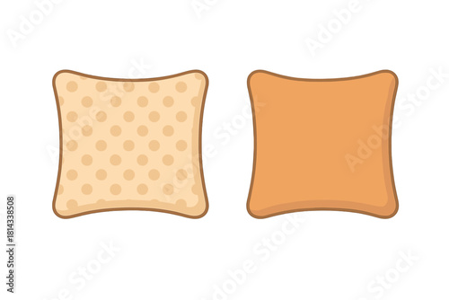 Pair of decorative rectangular pillows, one featuring a polka dot pattern and the other solid orange, cozy home furnishings