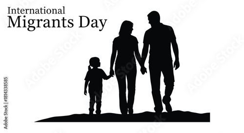 International migrants day observed with a silhouette of a family walking together