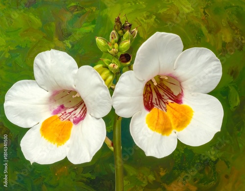 Elegant white chalice vine flowers showcasing delicate details against blurred backdrop
