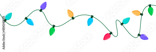 Glowing colorful vector christmas hanging bulbs or lights on white background