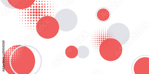 White abstract background with red and gray circle shapes. Modern and futuristic dotted effect background concept for covers, brochures, presentations, certificates, and websites. VOL. 2