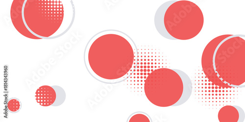 White abstract background with red and gray circle shapes. Modern and futuristic dotted effect background concept for covers, brochures, presentations, certificates, and websites. VOL. 4