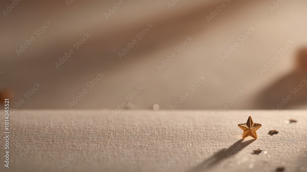 Obraz premium Dove grey paper field with golden star at edge