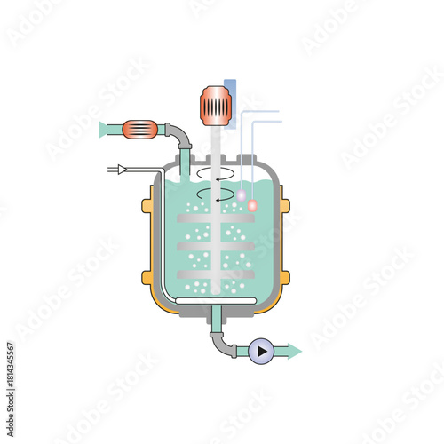 Bioreactor Diagram Science Design. Vector Illustration.