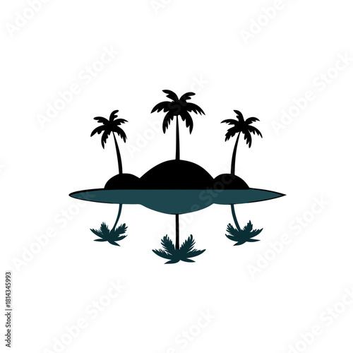 tropical island with palm trees