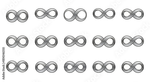 Fifteen infinity symbols arranged in rows on a white background.