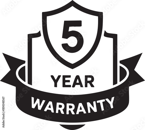 5 Year Warranty Badge Vector Design