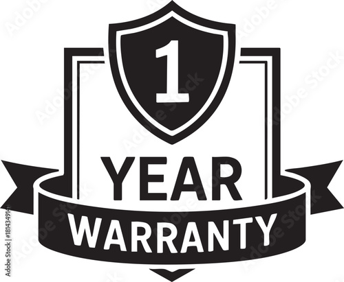 1 Year Warranty Badge Vector Icon 
