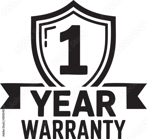 1 Year Warranty Badge Vector Icon 