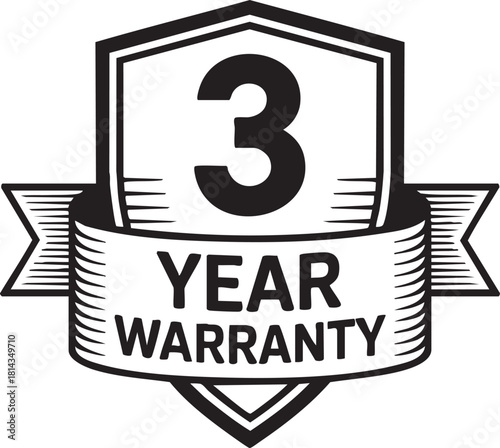 3 Year Warranty Badge Vector Design
