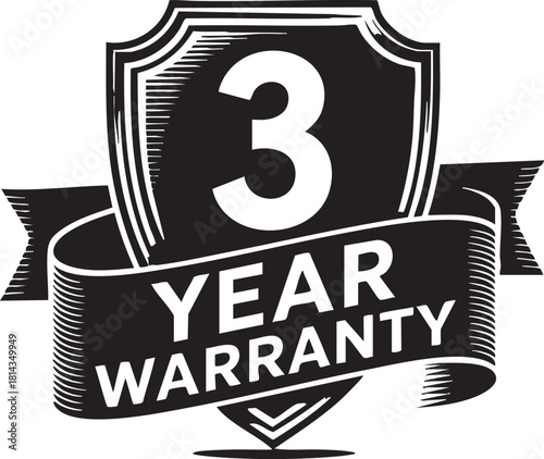 3 Year Warranty Badge Vector Design