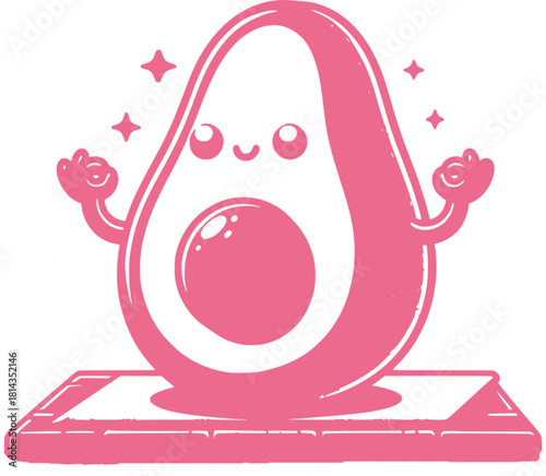Pink Avocado Character Sparkling OK Gesture
