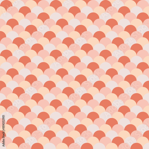 Pattern created from rows of overlapping beige, apricot, pale peach and terracotta circles