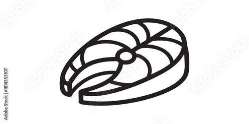 Fish fillet line icon, japanese food concept. Vector graphics. Slice of fish meat, seafood sign on white background, style icon mobile or web design.
