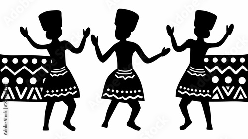 Celebrate African Culture: Dynamic silhouettes of traditional dancers convey rhythm, heritage and vibrant energy, perfect for cultural events and global celebrations
