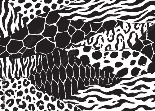 Animal Skin cutout pattern design. Animal print vector illustration background. Wildlife fur skin design illustration for web, home decor, fashion, surface, graphic design