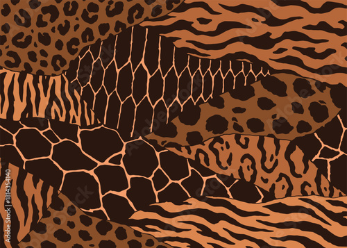 Animal Skin cutout pattern design. Animal print vector illustration background. Wildlife fur skin design illustration for web, home decor, fashion, surface, graphic design