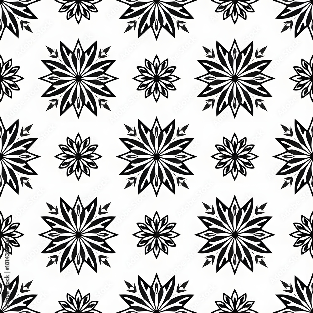 Obraz premium Black and white floral pattern design on a white background