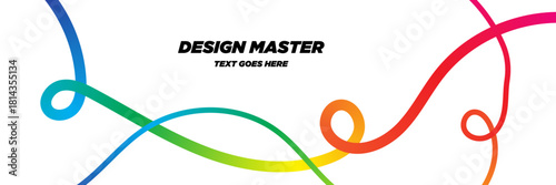 Abstract Lines with Color Gradient. Vector Squiggles Wave on a white Background. Rainbow Ribbon. Graphic Design Elements