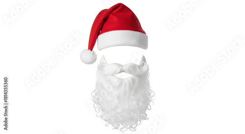 Santa claus hat and beard isolated on transparent background