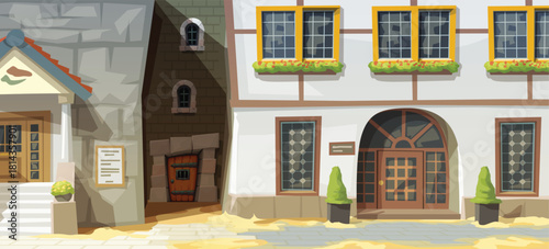 a medival houses with old town street