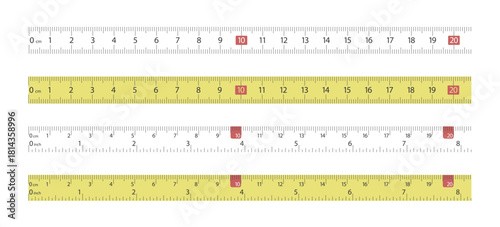 measuring rulers in set isolated on white