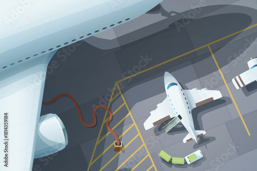 small and big aircrafts preparing in airport