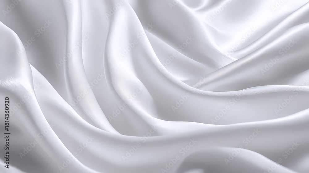 Obraz premium Elegant White Silk Fabric with Soft Flowing Waves and Shimmering Highlights Smooth Texture Textile Background Abstract Design for Backdrop