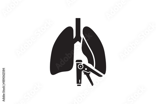 Thoracic Surgery Icon With Lungs And Surgical Stapler