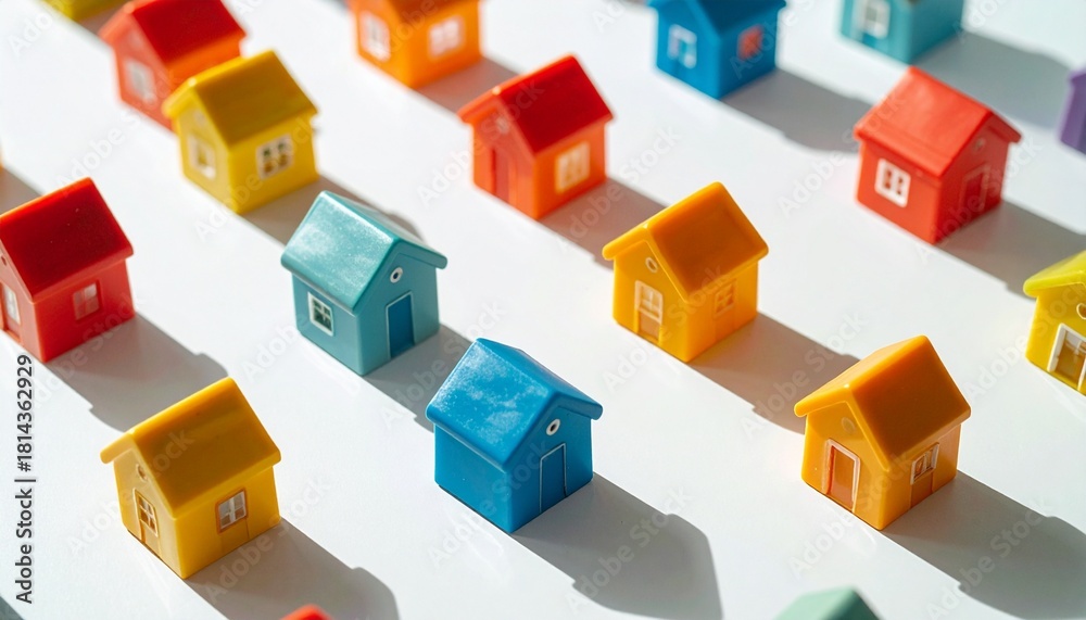 Obraz premium Small toy houses on a white background