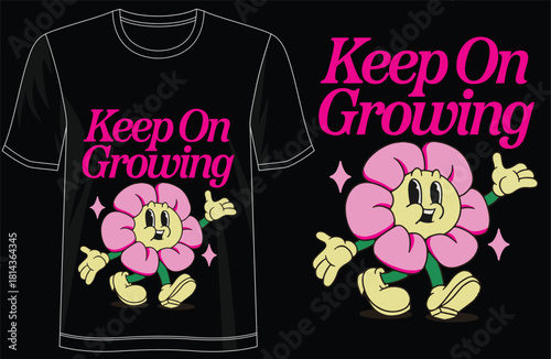 Keep On Growing motivational typography t-shirt design, positive growth mindset shirt, aesthetic minimal text tee, inspirational message apparel, self improvement quote shirt, modern clean type design