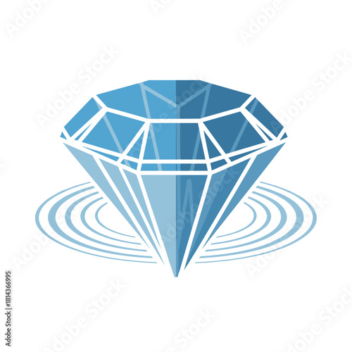 Blue diamond icon with ripples representing water surface  